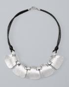 White House Black Market Women's Leather-cord Short Metal Necklace