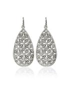 White House Black Market Women's Silvertone Teardrop Crystal Earrings