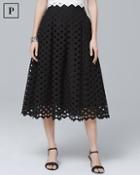 White House Black Market Petite Lattice Black Full Midi Skirt