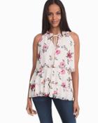 White House Black Market Women's Sleeveless Tiered Floral Top
