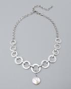 White House Black Market Women's Freshwater Pearl Coin Drop Necklace