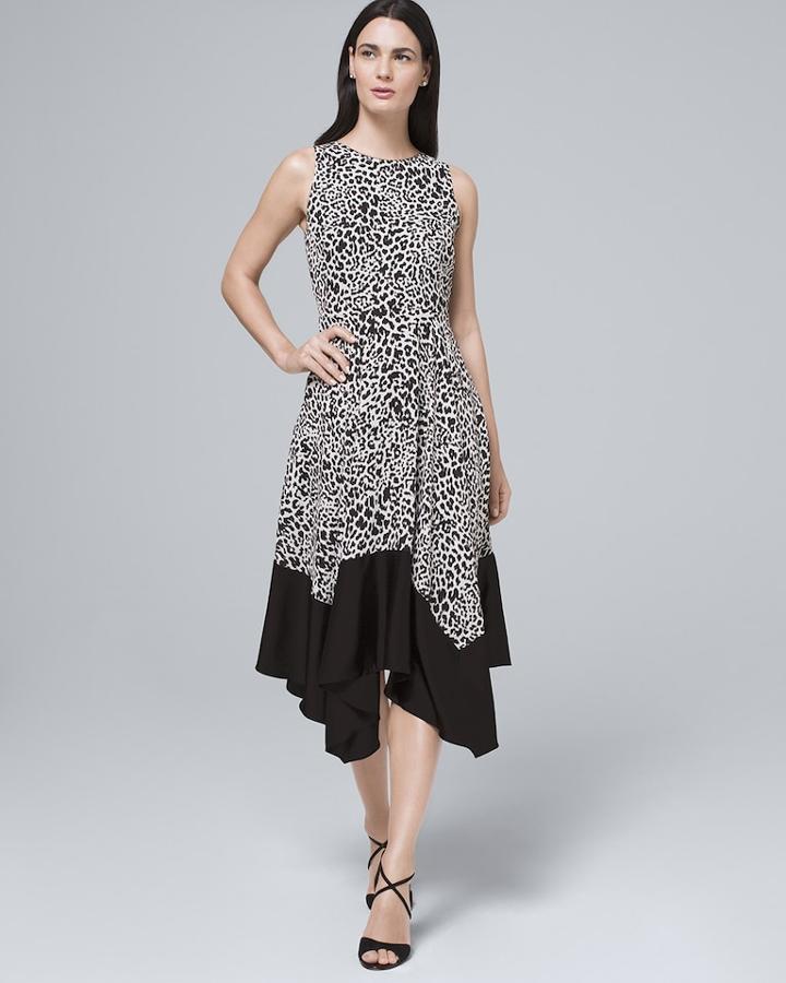 White House Black Market Women's Animal Soft Fit-and-flare Midi Dress