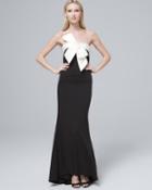 White House Black Market Adrianna Papell Strapless Contrast-bow Gown