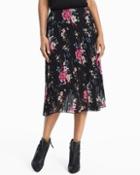White House Black Market Floral Pleated Midi Skirt