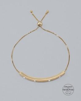 White House Black Market 14k Gold-plated Id Bracelet With Zirconia From Swarovski
