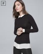 White House Black Market Petite Houndstooth Twofer Sweater