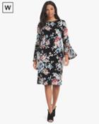 White House Black Market Plus Bell-sleeve Floral Sheath Dress