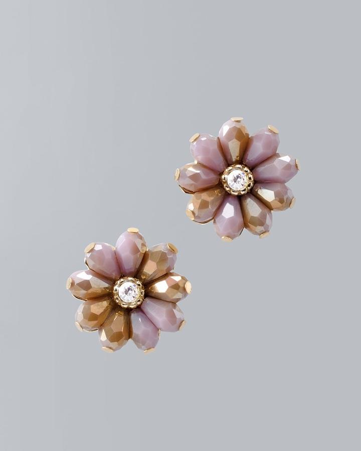 White House Black Market Women's Purple Flower Stud Earrings