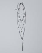 White House Black Market Women's Convertible Glass Pearl Triple Row Necklace