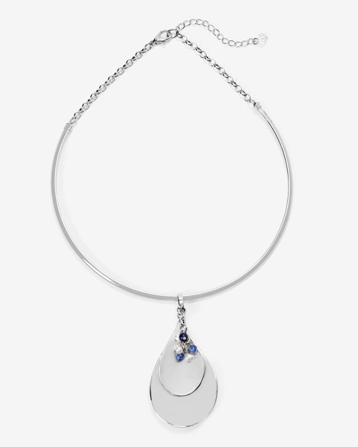 White House Black Market Women's Silvertone Metal Teardrop Collar Necklace