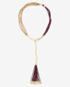White House Black Market Women's Leather Tassel Y-necklace