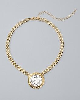 White House Black Market Coin Medallion Necklace