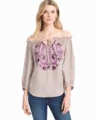 White House Black Market Women's Off-the-shoulder Embroidered Top