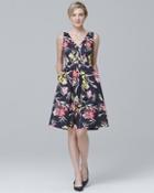 White House Black Market Vince Camuto Sleeveless Floral-print Scuba Knit Fit-and-flare Dress