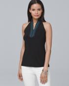 White House Black Market Women's Embroidered-collar Top