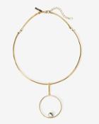 White House Black Market Women's Circle Drop Collar Necklace With Swarovski Crystal