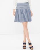 White House Black Market Women's Contrast Embroidered Chambray Skirt
