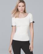 White House Black Market Women's Tipped Bow-sleeve Sweater