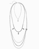 White House Black Market Women's Metal Pearl Teardrop Multi-row Necklace