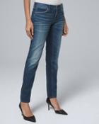 White House Black Market Women's Classic-rise Shadow-detail Girlfriend Jeans