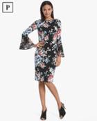 White House Black Market Petite Bell-sleeve Floral Sheath Dress