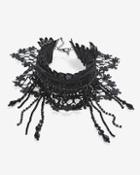 White House Black Market Black Lace Velvet Beaded Choker Necklace