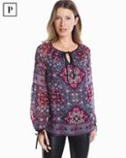 White House Black Market Petite Boho Printed Blouse