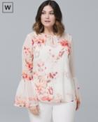 White House Black Market Women's Plus Floral Pintucked Blouse