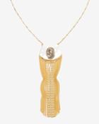 White House Black Market Women's Oval Fringe Pendant Necklace