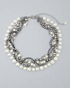 White House Black Market Women's Convertible Glass Pearl Multi-row Statement Necklace