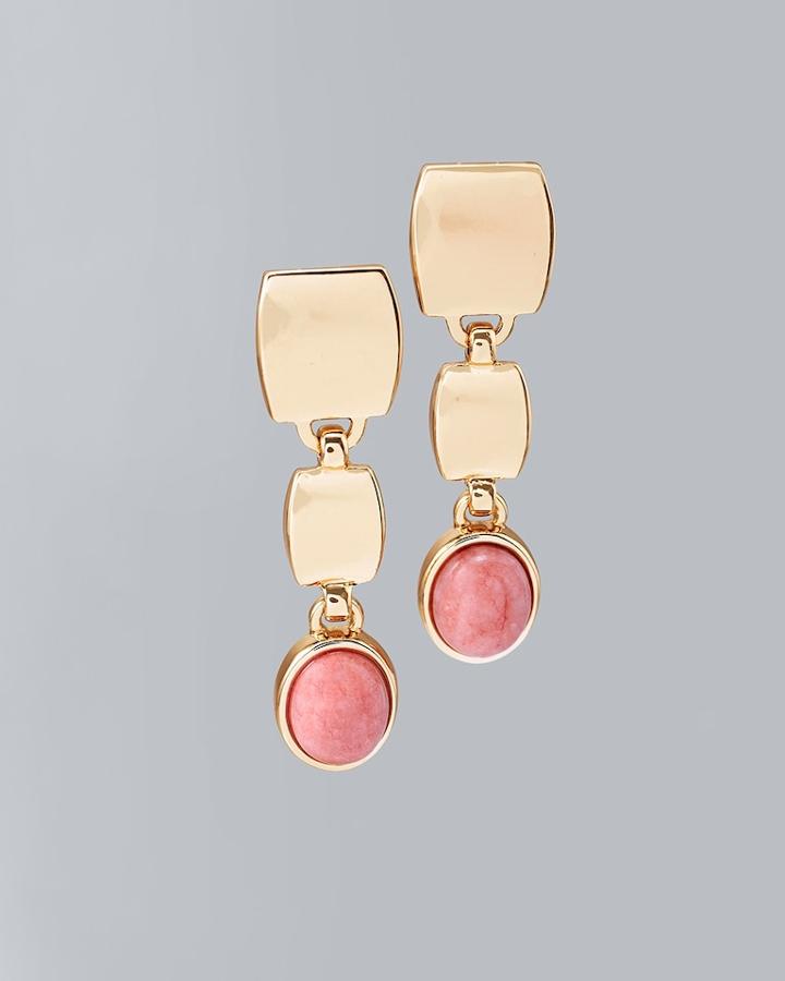 White House Black Market Women's Pink Rhodonite Linear Earrings