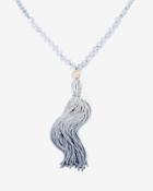 White House Black Market Women's Blue Ombr Tassel Pendant Necklace