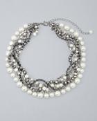 White House Black Market Convertible Glass Pearl Multi-row Statement Necklace