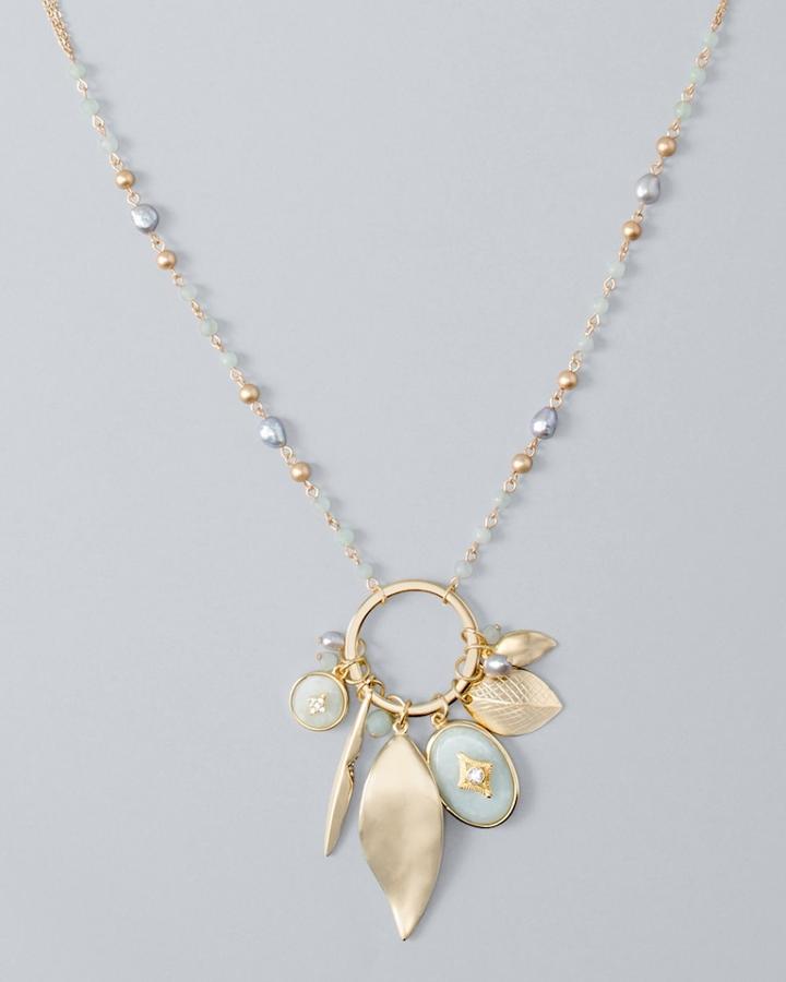White House Black Market Women's Amazonite Bead Charm Pendant Necklace