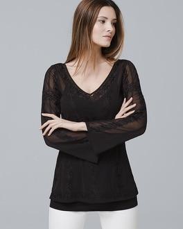 White House Black Market Embroidered Mesh Top