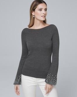 White House Black Market Embellished-cuff Sweater