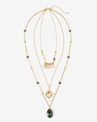 White House Black Market Women's Convertible Beaded Multi-row Long Necklace