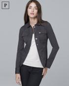 White House Black Market Women's Petite Ball Chain Washed Casual Jacket