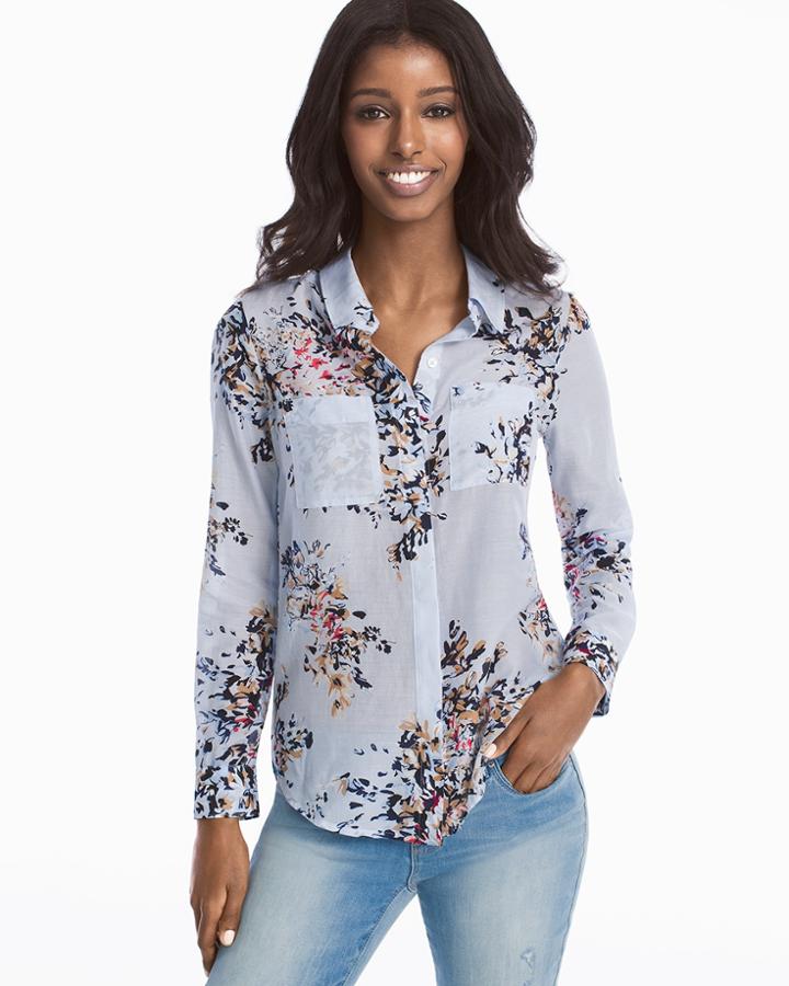 White House Black Market Women's Floral Button-up Shirt