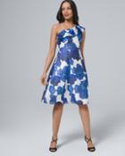 White House Black Market Women's Adrianna Papell One-shoulder Floral Fit-and-flare Dress
