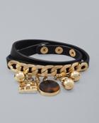 White House Black Market Leather Double-wrap Charm Bracelet