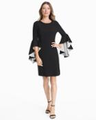 White House Black Market Nicole Miller New York Black & White Bell-sleeve Sheath Dress