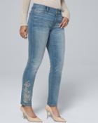 White House Black Market Women's Curvy-fit Classic-rise Paisley-embellished Skinny Ankle Jeans