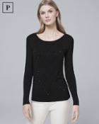 White House Black Market Petite Embellished-front Sweater