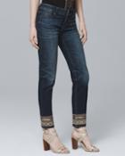 White House Black Market Women's Embellished-hem Straight Crop Jeans