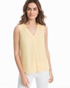 White House Black Market Women's Pleated Yellow Shell Top