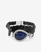 White House Black Market Women's Leather Sodalite Teardrop Wrap Bracelet