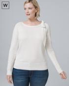 White House Black Market Women's Plus Bow-shoulder Raglan Sweater