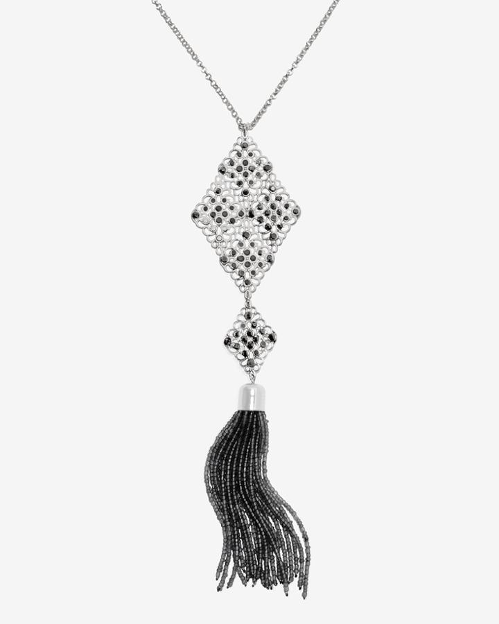 White House Black Market Women's Tassel Diamond-shaped Pendant Necklace