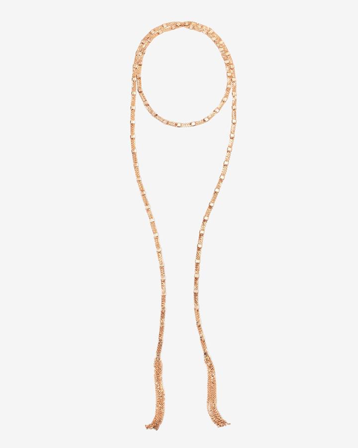 White House Black Market Women's Rose Gold Metal Double-tassel Lariat Necklace